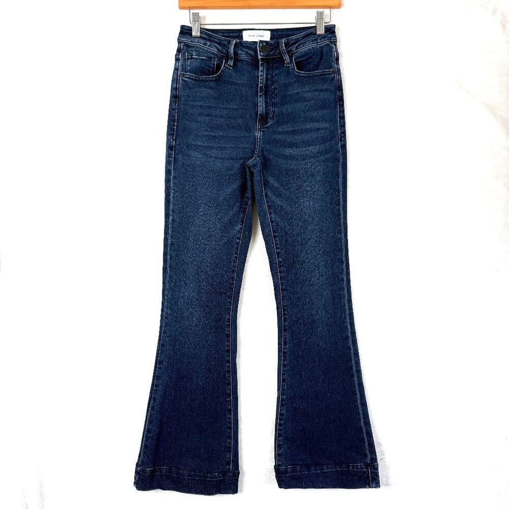 Dear John High Rise Denim Flared Stretch Comfy Jeans Womens 27 Dark Wash